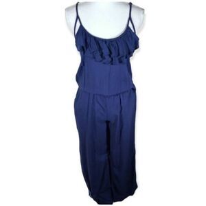 HANG TEN NAVY BLUE RUFFLE JUMPSUIT SZ.M EUC.